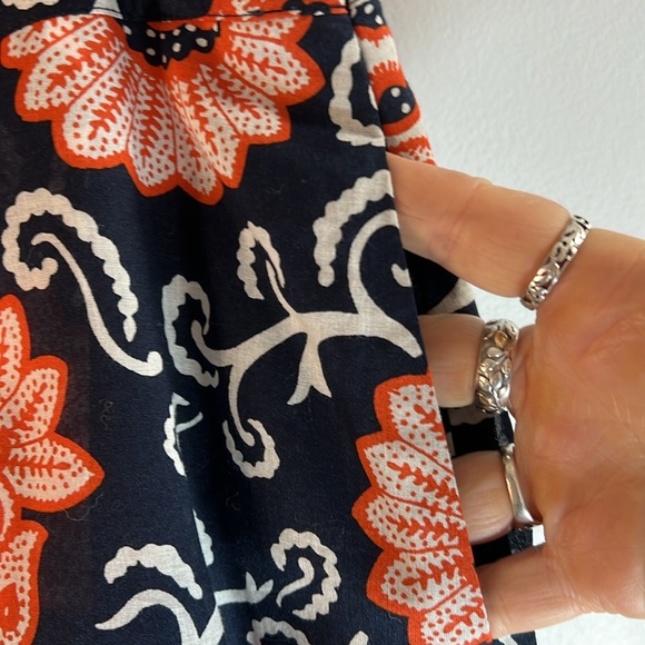 TALBOTS Navy and Orange Floral Pleated Skirt with Pockets Size 8 - Picture 5 of 10